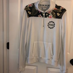 PINK White Quarter Zip Sweatshirt